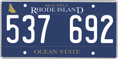 RI license plate 537692