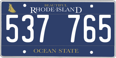 RI license plate 537765