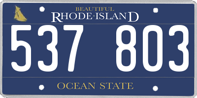RI license plate 537803