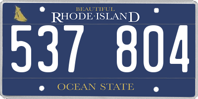 RI license plate 537804