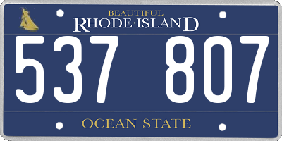 RI license plate 537807