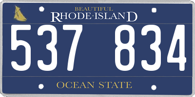 RI license plate 537834