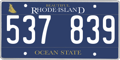 RI license plate 537839