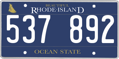 RI license plate 537892