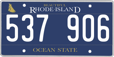 RI license plate 537906
