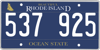 RI license plate 537925