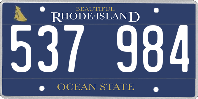 RI license plate 537984