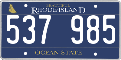 RI license plate 537985