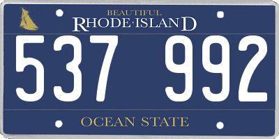 RI license plate 537992