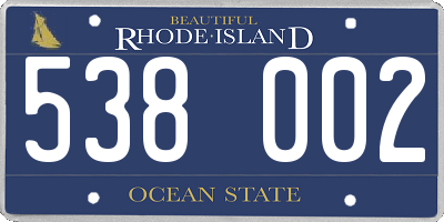 RI license plate 538002