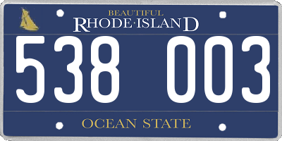 RI license plate 538003