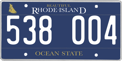 RI license plate 538004