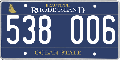 RI license plate 538006