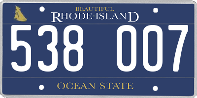 RI license plate 538007
