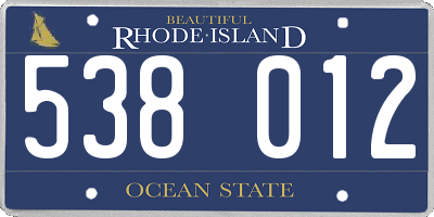 RI license plate 538012