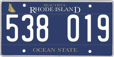 RI license plate 538019