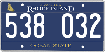 RI license plate 538032