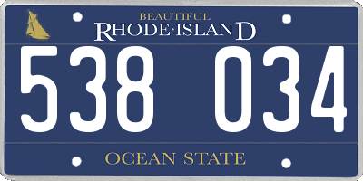 RI license plate 538034