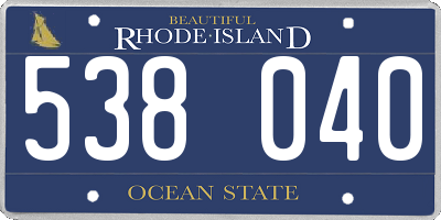 RI license plate 538040