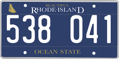 RI license plate 538041