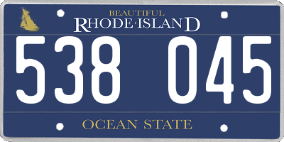 RI license plate 538045