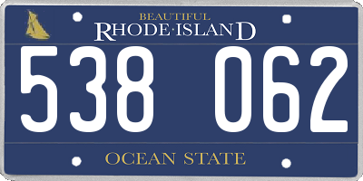 RI license plate 538062