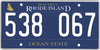 RI license plate 538067