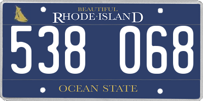RI license plate 538068