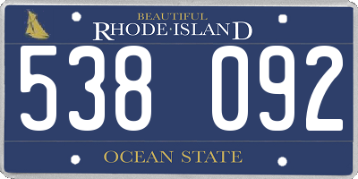 RI license plate 538092