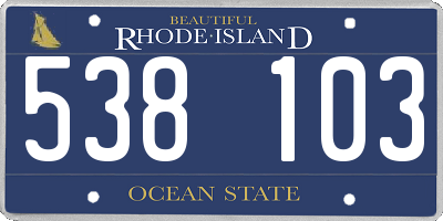 RI license plate 538103
