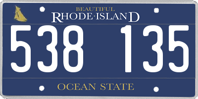 RI license plate 538135