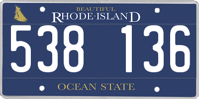 RI license plate 538136