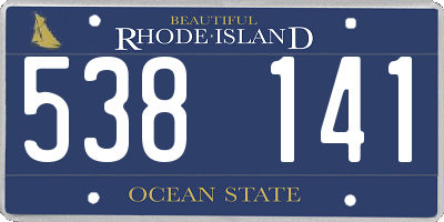 RI license plate 538141