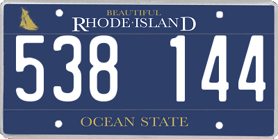 RI license plate 538144