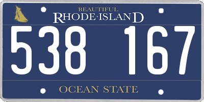 RI license plate 538167