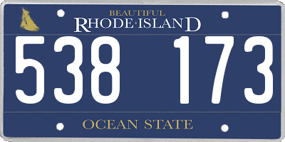 RI license plate 538173