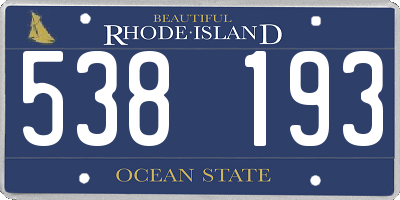 RI license plate 538193