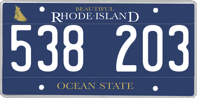 RI license plate 538203