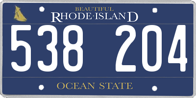 RI license plate 538204