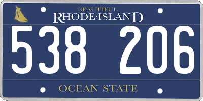 RI license plate 538206