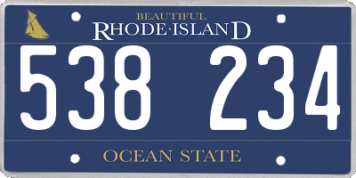 RI license plate 538234