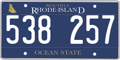 RI license plate 538257