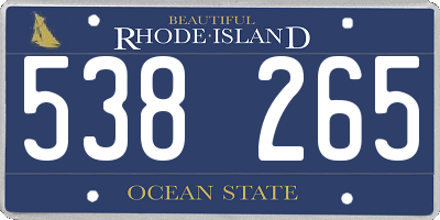 RI license plate 538265