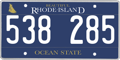 RI license plate 538285