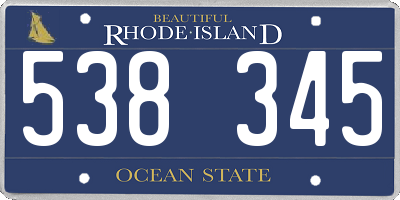 RI license plate 538345