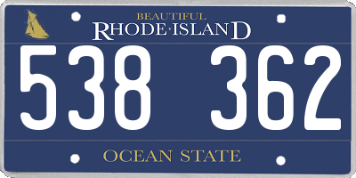 RI license plate 538362