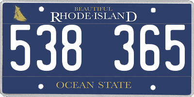 RI license plate 538365