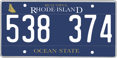 RI license plate 538374