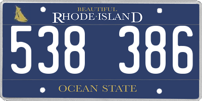 RI license plate 538386
