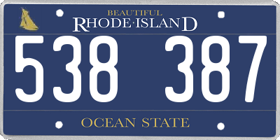 RI license plate 538387